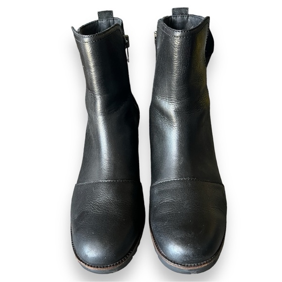 Sorel Cate Waterproof Full Grain Leather Suede Block Heel Bootie Size 8.5 - Picture 3 of 6